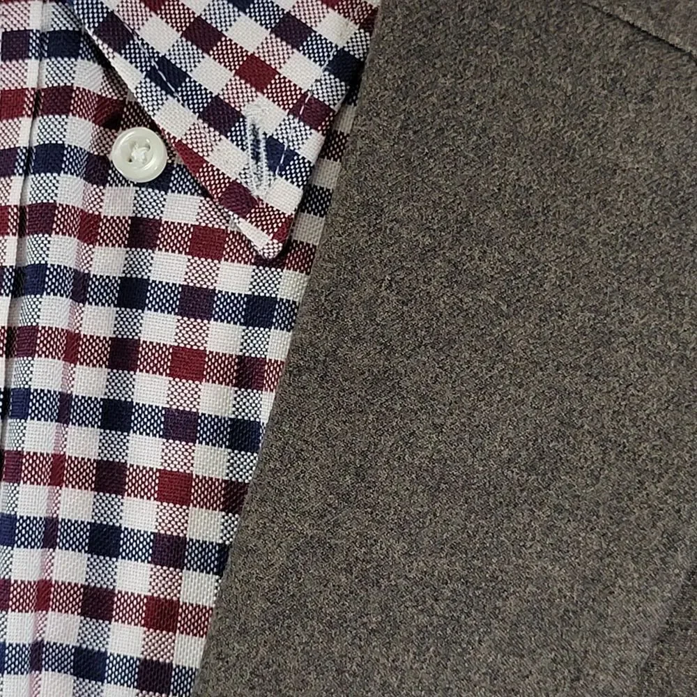 H&M Men's‎ Flannel Sport Coat Blazer Two Button Brown Poly Blend Regular Fit 42R